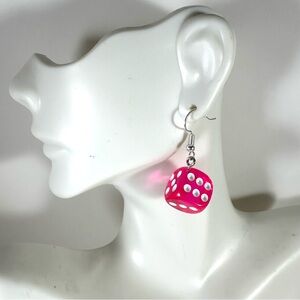 Pink Dice Earrings